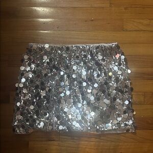 SHEIN Sparkling Silver Mini Skirt